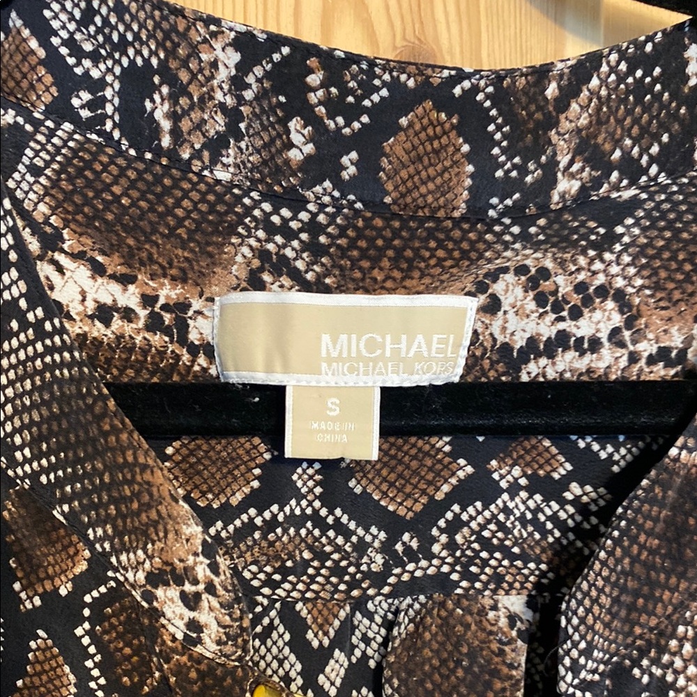 Michael Kors Brown and Black Snake Print Midi Dress